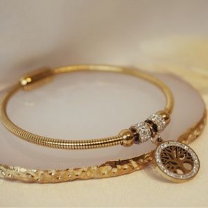 J accessories Pulsera magnética de acero inoxidable con dije de árbol de la vida